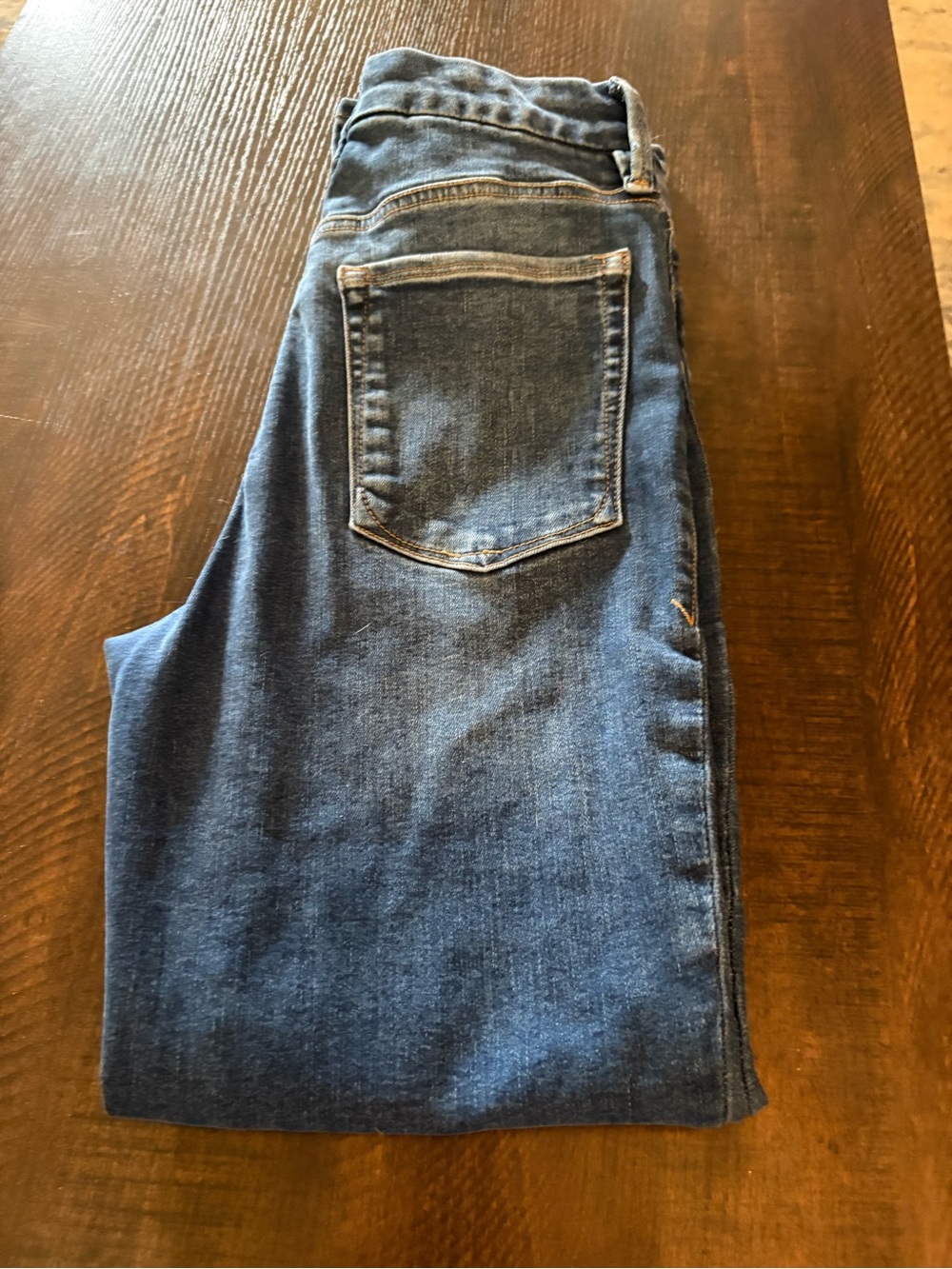 Good American Mid-Rise Straight Dark Blue Jeans